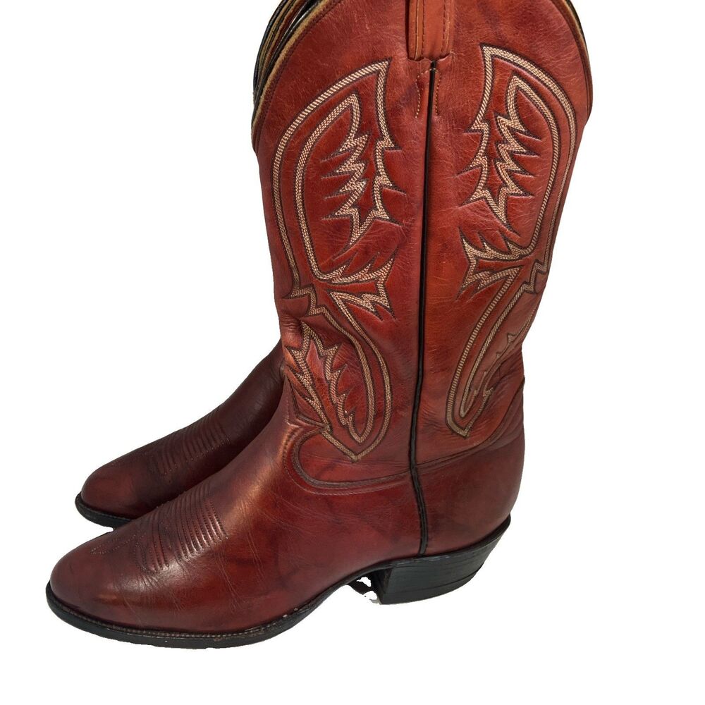 VTG Tony Lama Black Label Burgundy Leather Cowboy Boots 6540 Men's 11 D USA